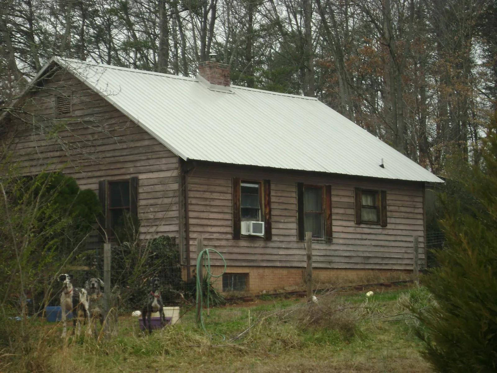 White metal roof on an old wood sided farmhouse, from a Asphalt Shingle Roof Repair job in Kirksville